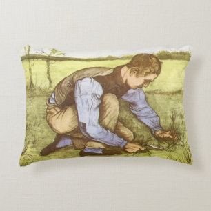 Vincent van Gogh - Boy Cutting Grass with Sickle Accent Pillow