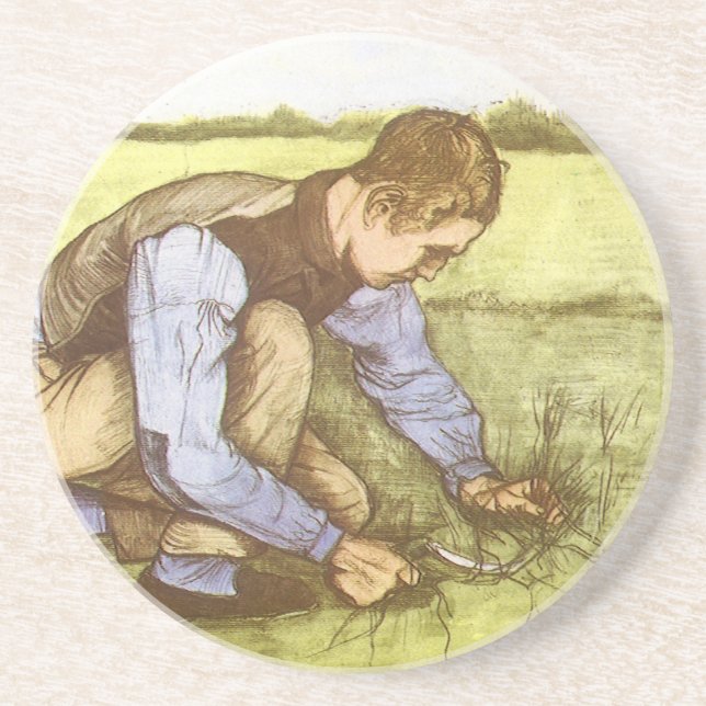 Vincent van Gogh - Boy Cutting Grass with Sickle Coaster (Front)