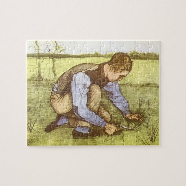 Vincent van Gogh - Boy Cutting Grass with Sickle Jigsaw Puzzle (Horizontal)