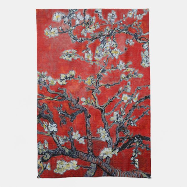 Vincent van Gogh Branches with Almond Blossom Kitchen Towel (Vertical)