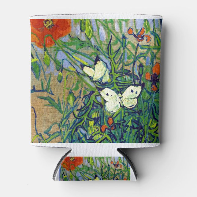 Vincent van Gogh Butterflies and Poppies Can Cooler (Front)