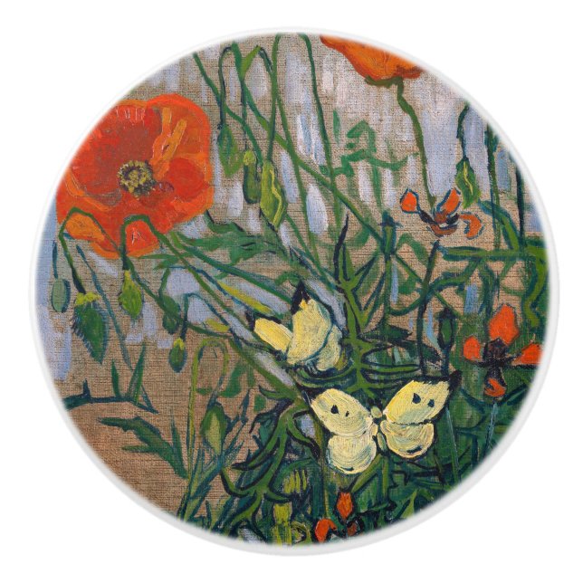 Vincent van Gogh - Butterflies and Poppies Ceramic Knob (Front)