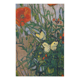 Vincent van Gogh - Butterflies and Poppies Faux Canvas Print