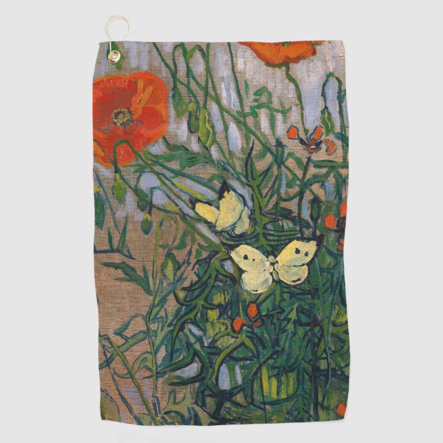 Vincent van Gogh - Butterflies and Poppies Golf Towel (Front)