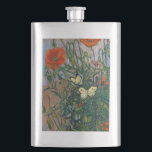 Vincent van Gogh - Butterflies and Poppies Hip Flask<br><div class="desc">Butterflies and Poppies - Vincent van Gogh,  Oil on Canvas,  1890</div>