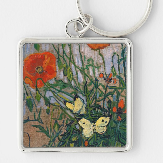 Vincent van Gogh - Butterflies and Poppies Keychain (Front)
