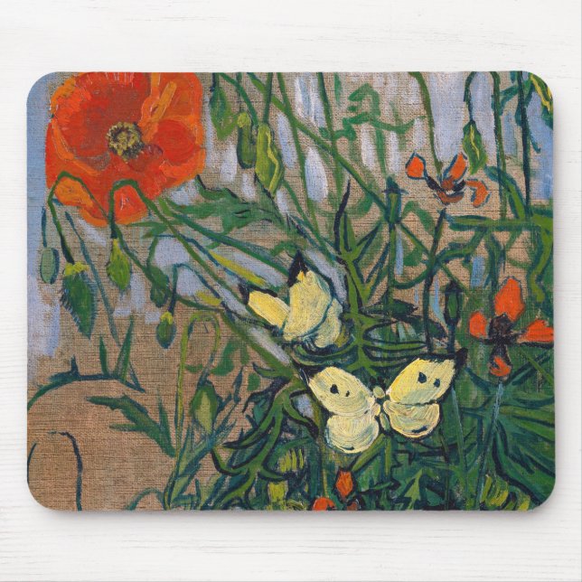 Vincent van Gogh - Butterflies and Poppies Mouse Pad (Front)