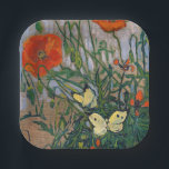 Vincent van Gogh - Butterflies and Poppies Paper Plate<br><div class="desc">Butterflies and Poppies - Vincent van Gogh,  Oil on Canvas,  1890</div>
