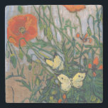 Vincent van Gogh - Butterflies and Poppies Stone Coaster<br><div class="desc">Butterflies and Poppies - Vincent van Gogh,  Oil on Canvas,  1890</div>