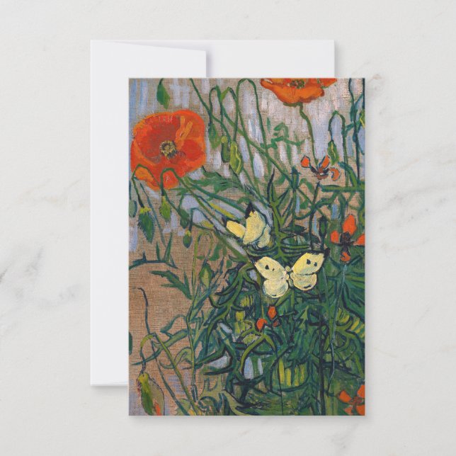 Vincent van Gogh - Butterflies and Poppies Thank You Card (Front)