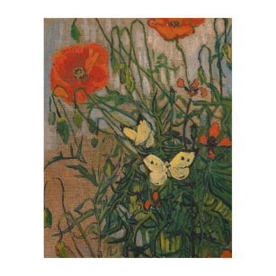 Vincent van Gogh - Butterflies and Poppies Wood Wall Art