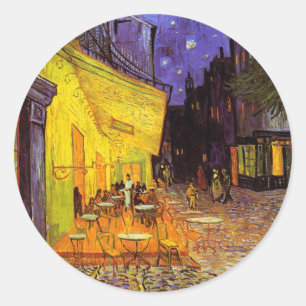 Vincent Van Gogh Cafe Terrace At Night Fine Art Classic Round Sticker