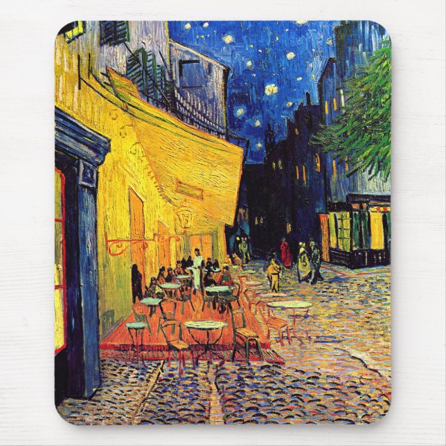 Vincent Van Gogh - Cafe Terrace At Night Fine Art Mouse Pad (Front)
