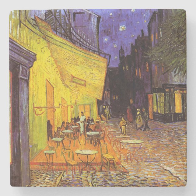 Vincent Van Gogh Cafe Terrace At Night Fine Art Stone Coaster (Front)