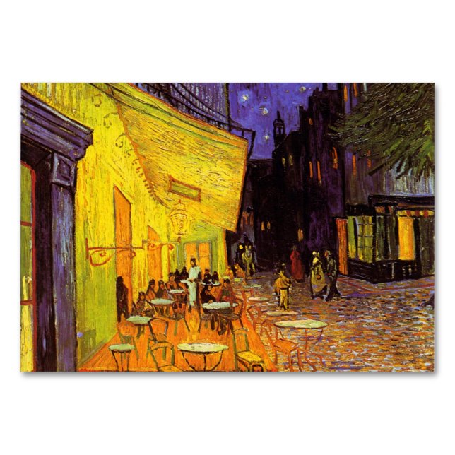 Vincent Van Gogh Cafe Terrace At Night Fine Art Table Number (Front)