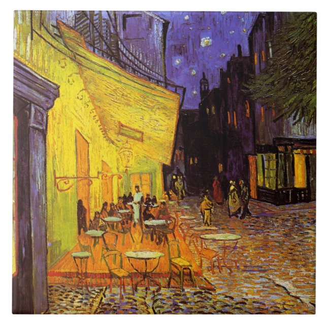 Vincent Van Gogh Cafe Terrace At Night Fine Art Tile (Front)