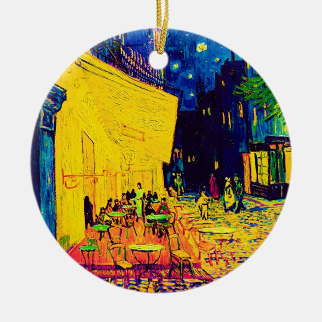 Vincent Van Gogh - Cafe Terrace At Night Pop Art Ceramic Ornament (Front)