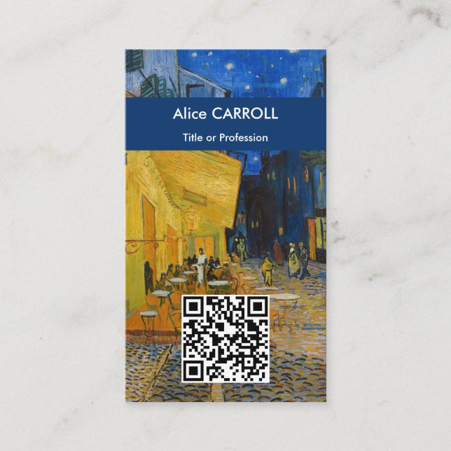 Vincent van Gogh - Cafe Terrace at Night - QR Code Business Card (Front)