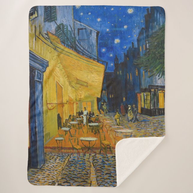 Vincent van Gogh - Cafe Terrace at Night Sherpa Blanket (Front)