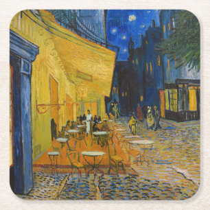 Vincent van Gogh - Cafe Terrace at Night Square Paper Coaster