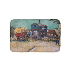 Vincent Van Gogh - Caravans, Gypsy Camp near Arles Bath Mat