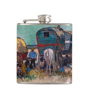 Vincent Van Gogh - Caravans, Gypsy Camp near Arles Hip Flask