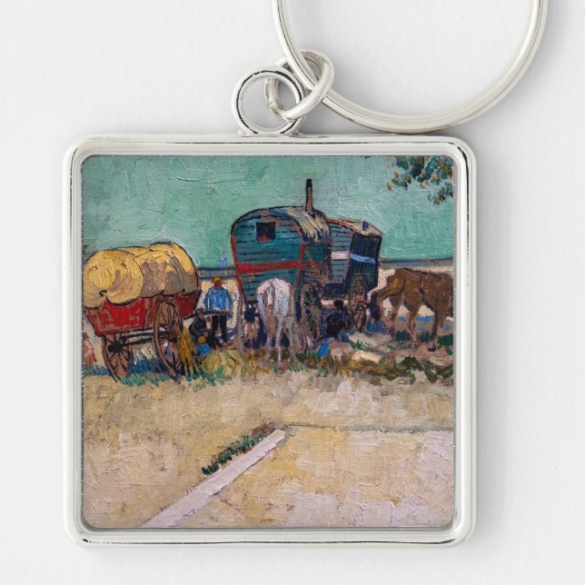Vincent Van Gogh - Caravans, Gypsy Camp near Arles Keychain (Front)