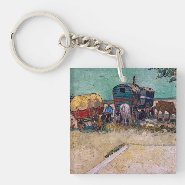 Vincent Van Gogh - Caravans, Gypsy Camp near Arles Keychain (Front)