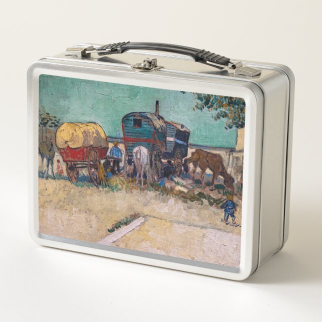 Vincent Van Gogh - Caravans, Gypsy Camp near Arles Metal Lunch Box (Front)