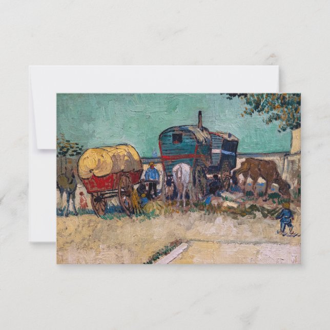 Vincent Van Gogh - Caravans, Gypsy Camp near Arles Thank You Card (Front)