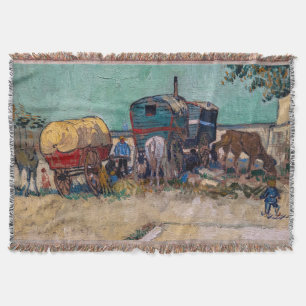 Vincent Van Gogh - Caravans, Gypsy Camp near Arles Throw Blanket