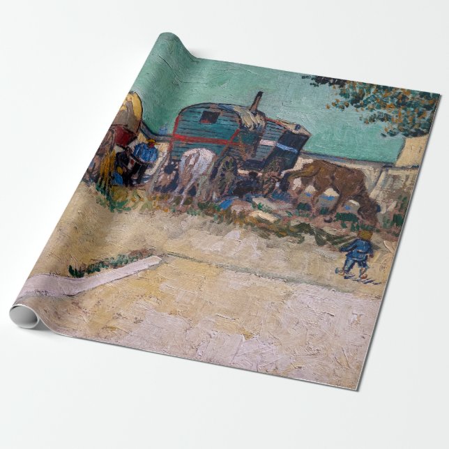 Vincent Van Gogh - Caravans, Gypsy Camp near Arles Wrapping Paper (Unrolled)