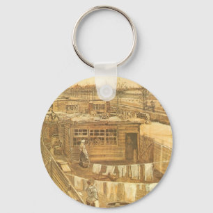 Vincent van Gogh - Carpenter's Yard and Laundry Keychain