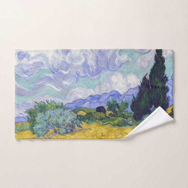 Vincent Van Gogh - Champ de blé avec cyprès (Serviette à main)