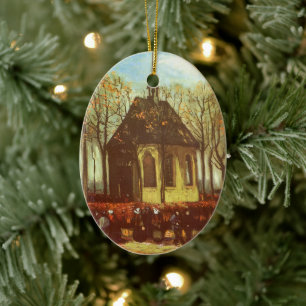 Vincent van Gogh - Chapel at Nuenen, Churchgoers Ceramic Ornament