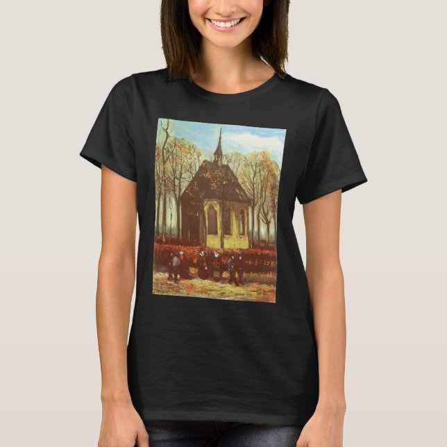 Vincent van Gogh - Chapel at Nuenen, Churchgoers T-Shirt (Front)