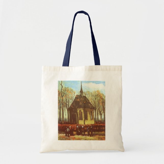 Vincent van Gogh - Chapel at Nuenen, Churchgoers Tote Bag (Front)