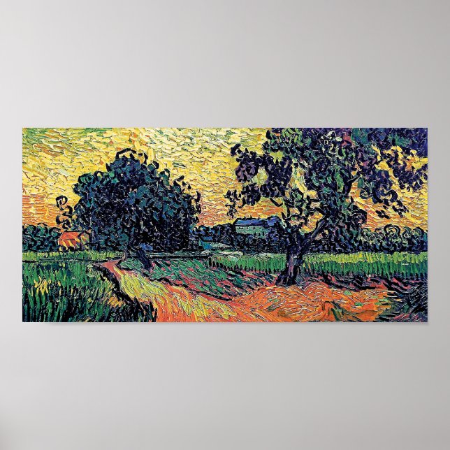 Vincent Van Gogh - Chateau Of Auvers At Sunset Poster (Front)