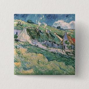 Vincent van Gogh Cottages at Auvers-sur-Oise 2 Inch Square Button