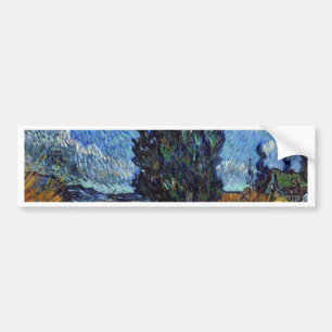 Vincent Van Gogh Country road in Provence by Night Bumper Sticker