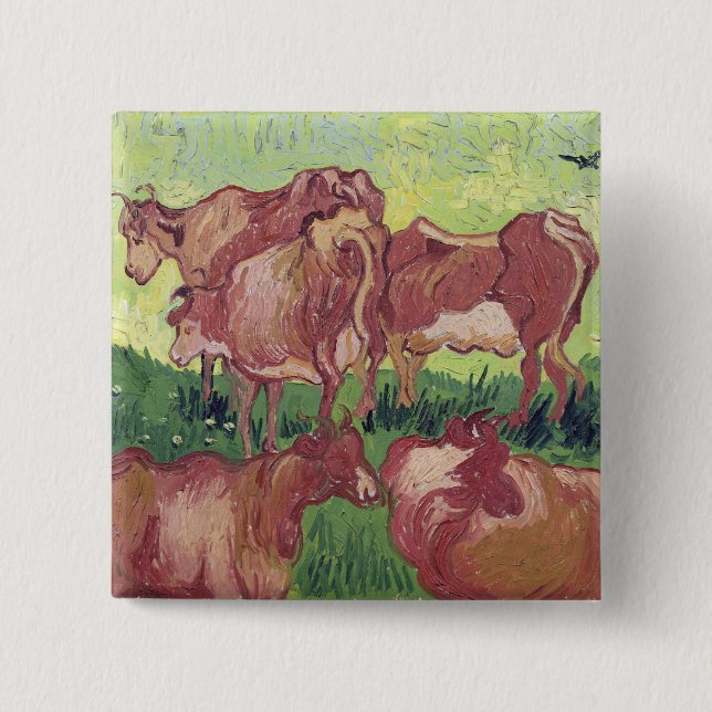 Vincent van Gogh | Cows, 1890 2 Inch Square Button (Front)