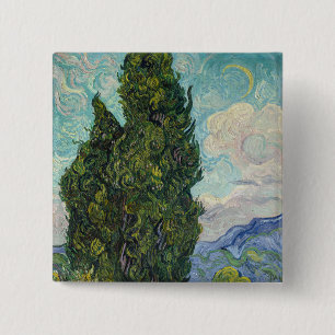 Vincent van Gogh - Cypresses 2 Inch Square Button