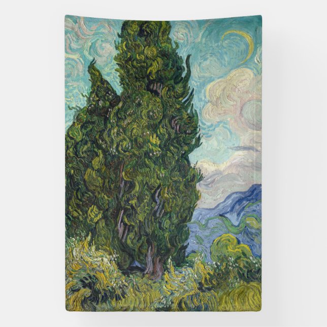 Vincent van Gogh - Cypresses Banner (Vertical)