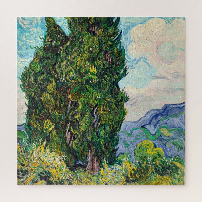 Vincent Van Gogh Cypresses Fine Art Jigsaw Puzzle (Vertical)