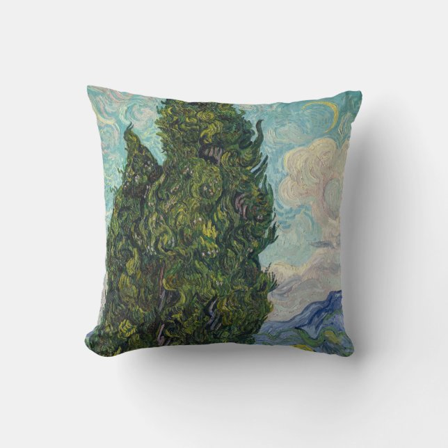 Vincent van Gogh - Cypresses Throw Pillow (Front)