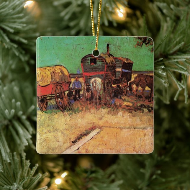 Vincent van Gogh - Encampment of Gypsies Caravans Ceramic Ornament (Tree)
