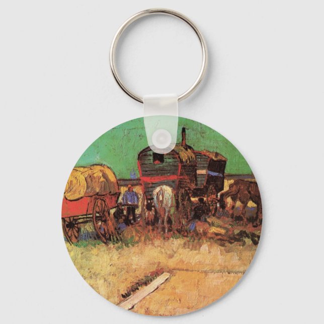 Vincent van Gogh - Encampment of Gypsies Caravans Keychain (Front)