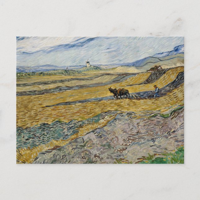 Vincent Van Gogh, Enclosed Field with Ploughman Postcard (Front)