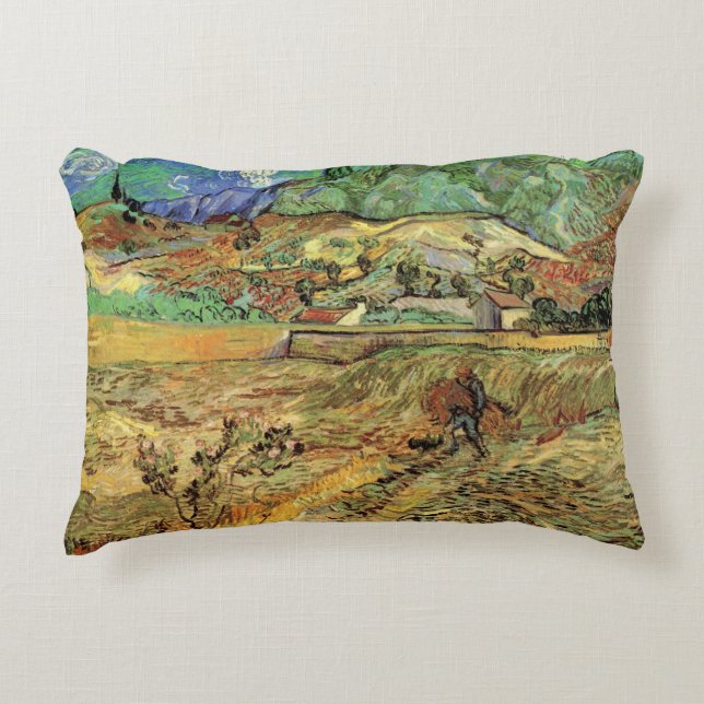 Vincent van Gogh - Enclosed Wheat Field w Peasant Accent Pillow (Front)
