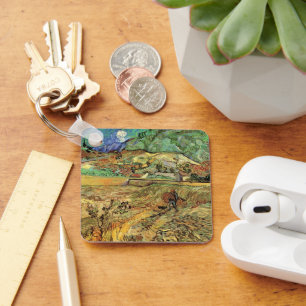 Vincent van Gogh - Enclosed Wheat Field w Peasant Keychain